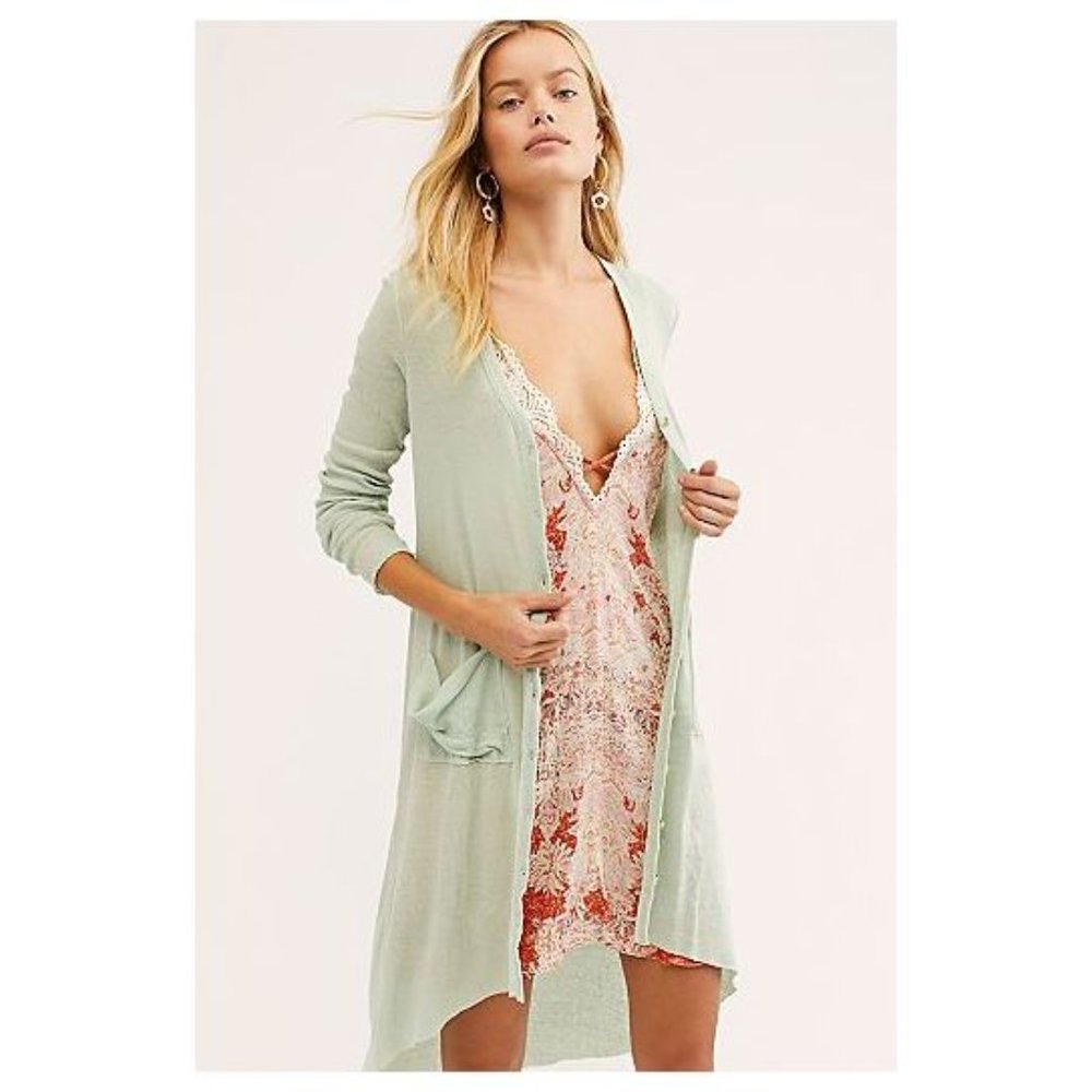 Free People Light Green Cardigan